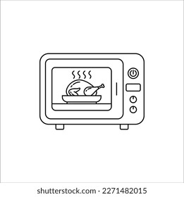 arte de la línea de diseño de vectores de iconos de microondas