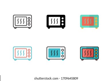 Icono de microondas ilustración vectorial con seis estilos diferentes. aislado sobre fondo blanco