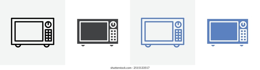 Conjunto de Vector de iconos de microondas para Web UI o App