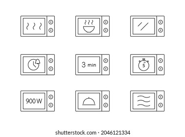 Iconos de microondas conjunto de trazo editable