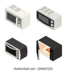 Microwave icons set. Isometric set of microwave vector icons for web design isolated on white background