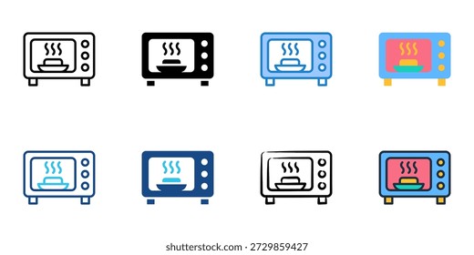 Los iconos de microondas establecen una colección de estilo múltiple. Trazo editable 
