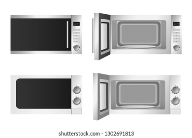 Microwave icons set. Realistic set of microwave vector icons for web design isolated on white background