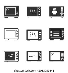 conjunto de iconos de microondas.símbolo de paquete de microondas elementos vectoriales para web infográfica