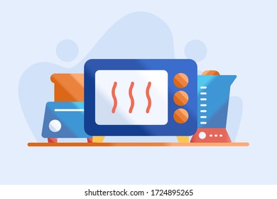 microwave illustration flat design. kitchen electronic vector