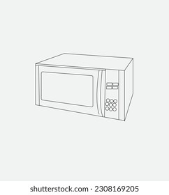 Microwave Isolated on White Background. Household Kitchen and Domestic Appliances. Home Innovation, Vector.