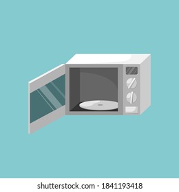 Microwave. Isolated vector illustration of kitchen appliances. 3d illustration