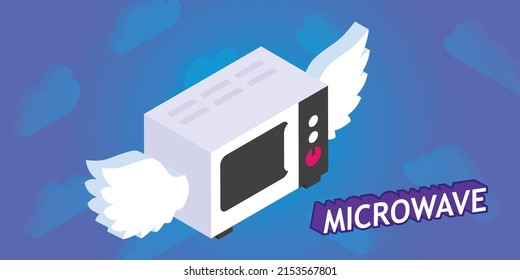 Microwave isometric design icon. Vector web illustration. 3d colorful concept