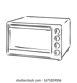 microondas, electrodomésticos, ilustración de boceto vectorial 