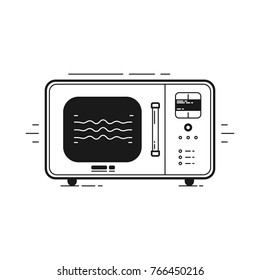 Microwave . Line art.