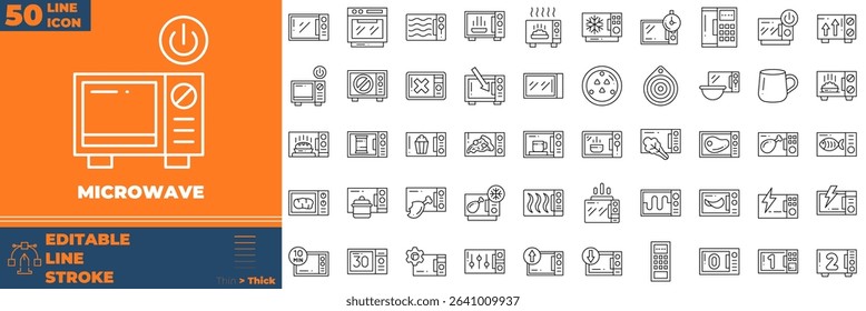 Microwave Line Editable Icons set. Vector illustration in modern thin line style of microwave icons: grill, kitchen, meal, etc