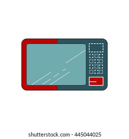 Microwave Line Flat Icon. Modern simple illustration of Microwave. Isolated object on white background. Red and blue stove.