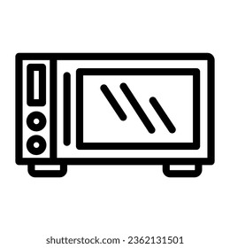 Icono de línea de microondas, concepto de equipo de cocina, placa de horno de microondas sobre fondo blanco, Icono de estufa eléctrica de cocina en forma de contorno para concepto móvil y diseño web. Gráficos vectoriales