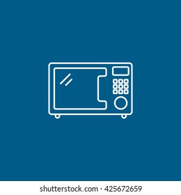 Microwave Line Icon On Blue Background