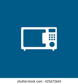 Microwave Line Icon On Blue Background