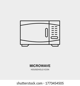 Icono de línea de microondas en fondo aislado. Ilustración vectorial de la máquina de cocinar. Contorno al equipo eléctrico del hogar.