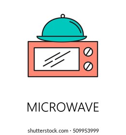 Microwave line icon. Vector symbol on the topic of home electronic devices. Color minimalist element for design of website, company's visit card, logo an etc. Microwave vector icon eps 10.