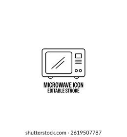 Microwave Line Style Vector Icon Black with White Background Flat Design Illustration 