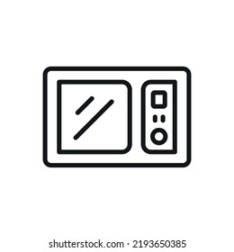 Microwave linear icon. Kitchen and Cookware. Thin line customizable illustration. Contour symbol. Vector isolated outline drawing. Editable stroke