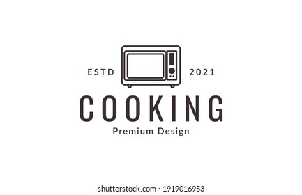 microwave lines kitchen logo design vector icon symbol illustration