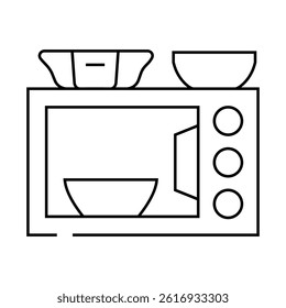 microwave for make airline food hot line icon vector. microwave for make airline food hot sign. isolated contour symbol black illustration