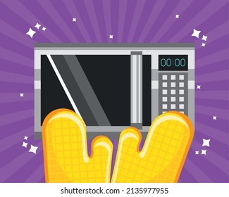 microwave and mittens for cooking