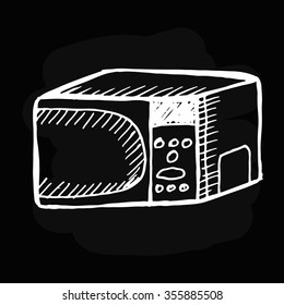 Microwave on black background. Free hand drawn. Vector illustration.