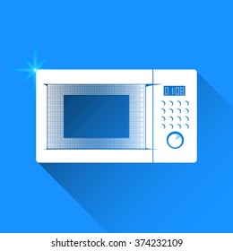 microwave on blue background