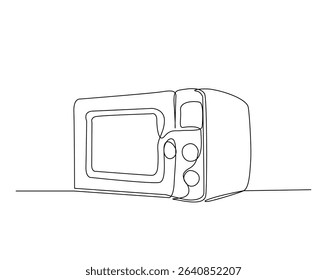 Microwave outline drawing illustration. one continuous line drawing of electric oven.