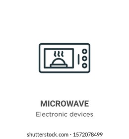 Microwave outline vector icon. Thin line black microwave icon, flat vector simple element illustration from editable electronic devices concept isolated on white background