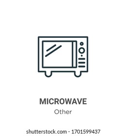 Icono de vector de contorno de microondas. Icono de microondas negro en línea delgada, ilustración de elemento simple vector plano de otro concepto editable trazo aislado en fondo blanco