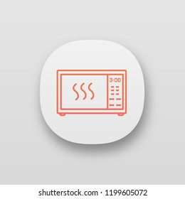 Microwave oven app icon. Electric oven. Food heating and preparation. Kitchen appliance. UI/UX user interface. Web or mobile application. Vector isolated illustration