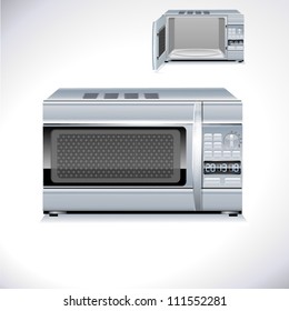 microwave oven. background illustration open closed