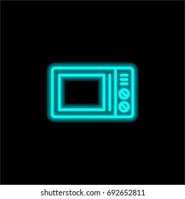 Microwave oven blue glowing neon ui ux icon. Glowing sign logo vector