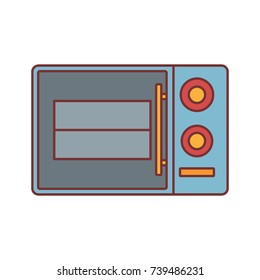 Microwave oven cartoon icon vector illustration for design and web isolated on white background. Microwave oven vector object for label web and advertising