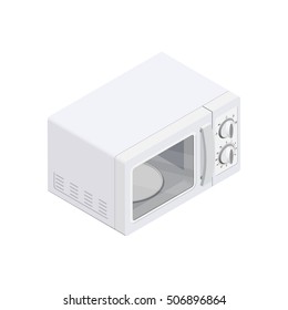 microwave oven, close and open door Isometric Vector Illustration Created For Mobile, Web, Decor, Print Products, Application on white background