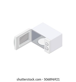 microwave oven, close and open door Isometric Vector Illustration Created For Mobile, Web, Decor, Print Products, Application on white background