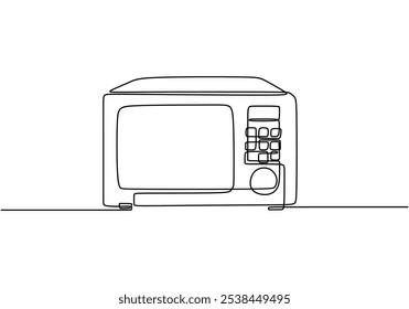 Microwave oven in continuous one line drawing. Kitchen appliance concept for modern kitchen sets.