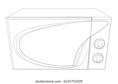 Um forno de micro-ondas com uma alça curva e dois botões. O micro-ondas é branco e preto
