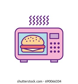 microwave oven with delicious burger
