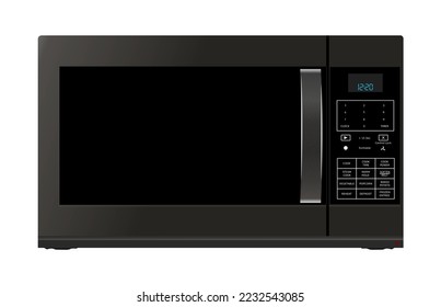 Microwave oven and digital display, 3d vector rendering