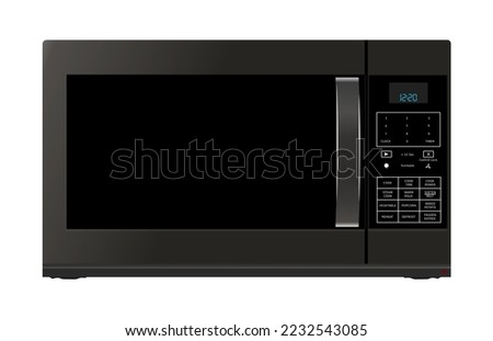 Microwave oven and digital display, 3d vector rendering