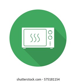 Microwave oven flat design long shadow icon. Vector silhouette symbol