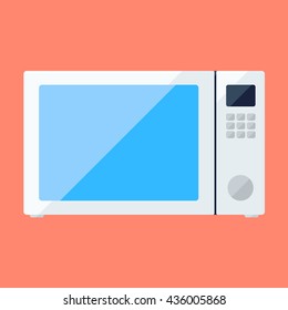Microwave oven flat icon with knob and button panel