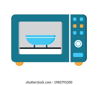 Microwave oven flat icon vector. Kitchen small appliances sign. Household tools symbol for app, web. Cooking equipment is shown.