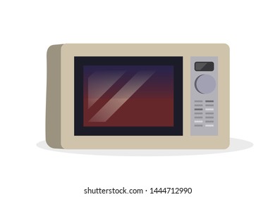 Microwave oven flat vector illustration. Domestic electrical equipment, consumer electronics. Kitchen utensil, kitchenware item, modern technology. Dinner warmer, food defrosting machine