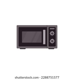 Microwave oven flat vector illustration isolated on white background. Closed microwave drawing. Modern kitchen appliance. Concept of fast food cooking.