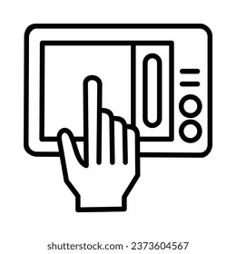 microwave oven food cooking icon outline line