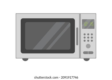 Microwave oven front view, vector illustration. Electric oven, kitchen appliance.