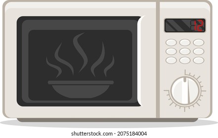 Microwave oven gray on a white background. Electrical appliances for home